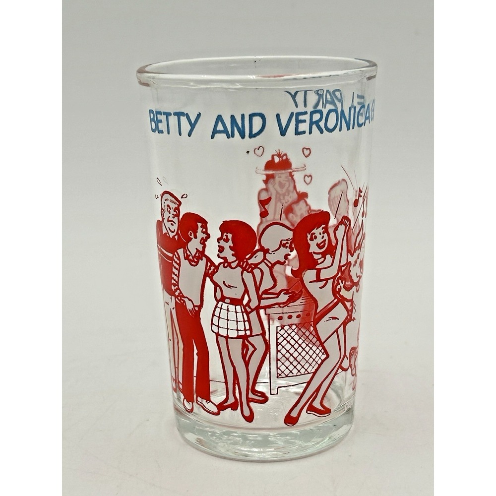 Vtg 1973 Archie Comic 8oz Juice Glass Betty & Veronica Party Sabrina Embossed